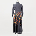 2020 Spring Printed High Waist Dress Long Sleeve Lapel Dresses For Women